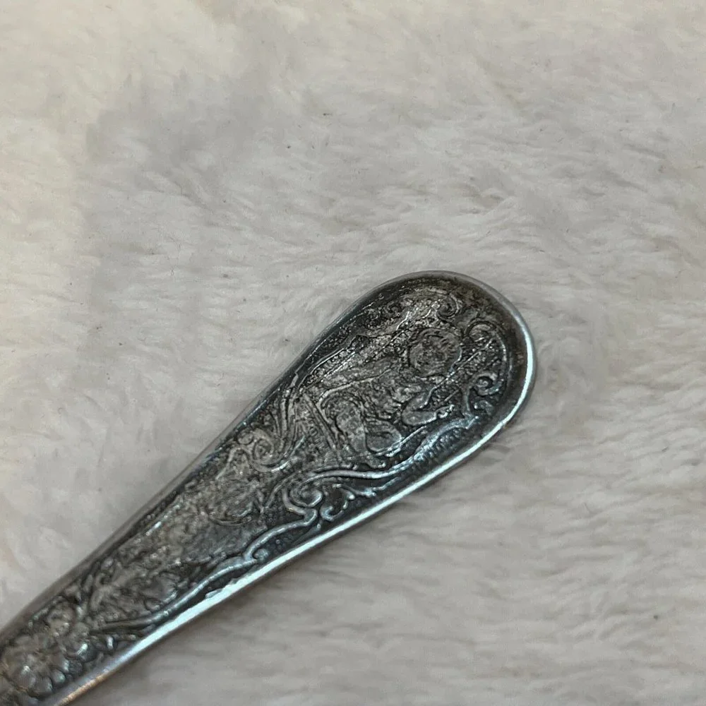 Vintage Children's Toy Fork &‎ Spoon WBW with Girl & Bear On Handles 2 Piece Set